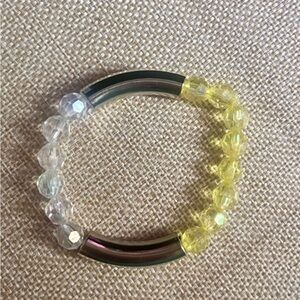 Elegant Yellow and Silver Beaded Bracelet
